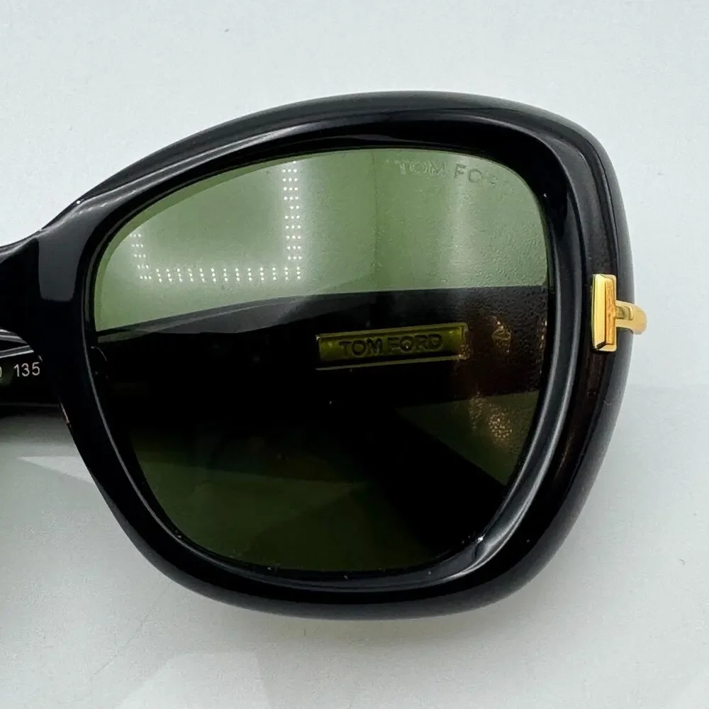 Tom Ford Sunglasses Icon TF1279 01N Black Butterfly Frame Green Lens 55mm New